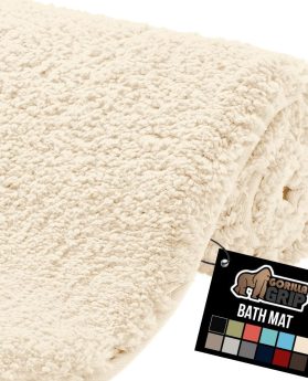 GORILLA GRIP Bathroom Rugs, 30x20, Ultra Soft Absorbent Mat, Thick Plush Bath Rug, Machine Washable, Microfiber Quick Dry, Mats for Shower, Bathtub and Floor, Home Decor Accessories, Ivory